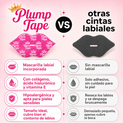 Plump Tape - comparativa frente a otras cintas labiales: sin agujas, sin dolor, resultado visible desde la primera noche